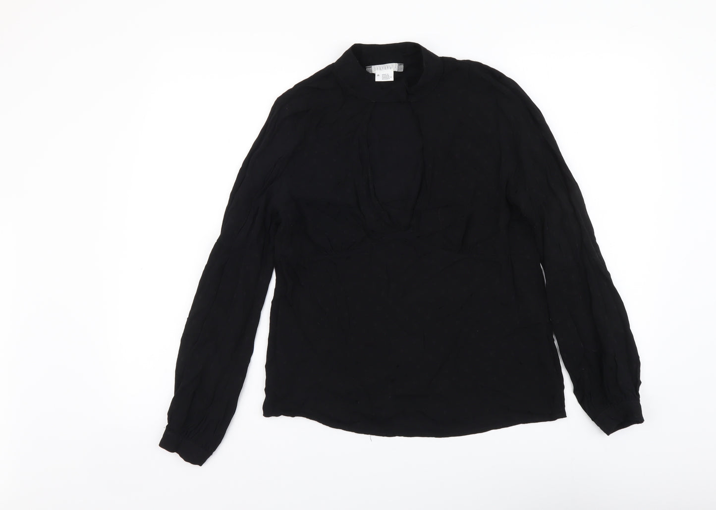 Cooperative Womens Black Polyester Basic Blouse Size M Mock Neck