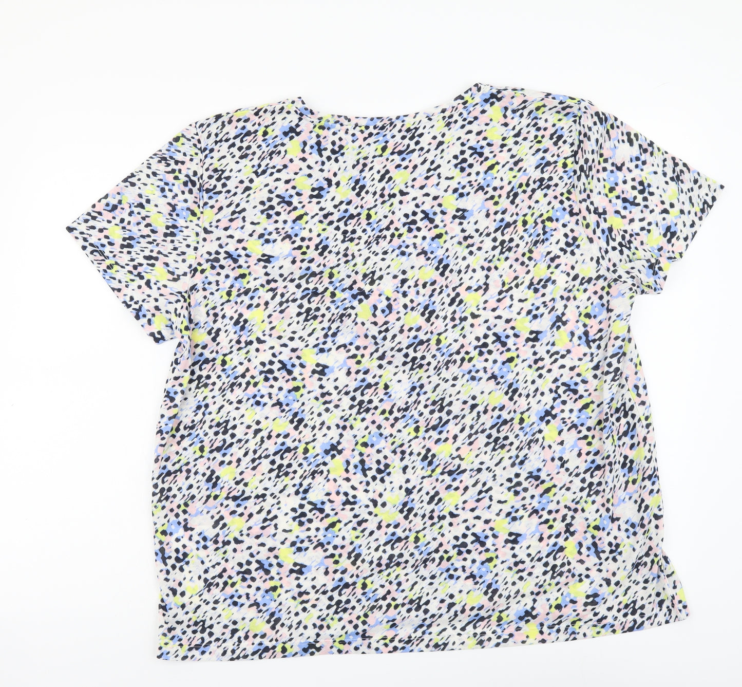 Marks and Spencer Womens Multicoloured Geometric Polyester Basic T-Shirt Size 16 Round Neck