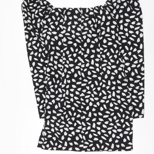 PRETTYLITTLETHING Womens Black Geometric Polyester Mini Size 10 Square Neck Zip