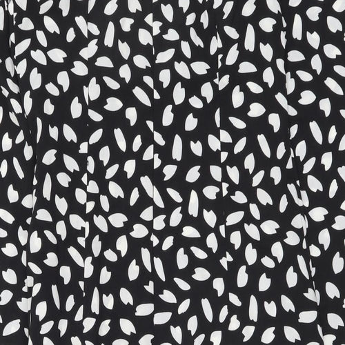 PRETTYLITTLETHING Womens Black Geometric Polyester Mini Size 10 Square Neck Zip
