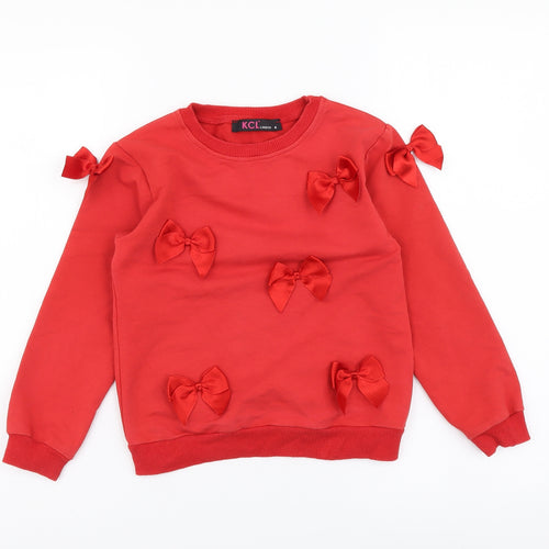 KCL London Girls Red Polyester Pullover Sweatshirt Size 6 Years Pullover