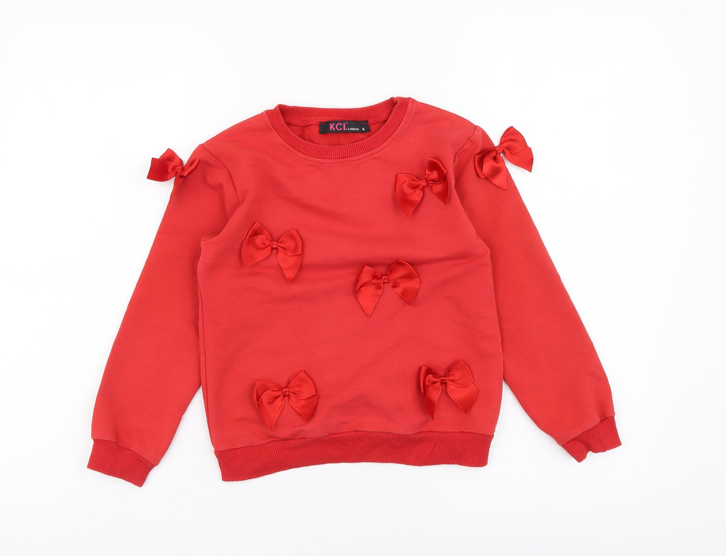 KCL London Girls Red Polyester Pullover Sweatshirt Size 6 Years Pullover
