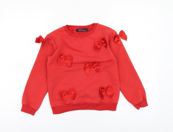 KCL London Girls Red Polyester Pullover Sweatshirt Size 6 Years Pullover