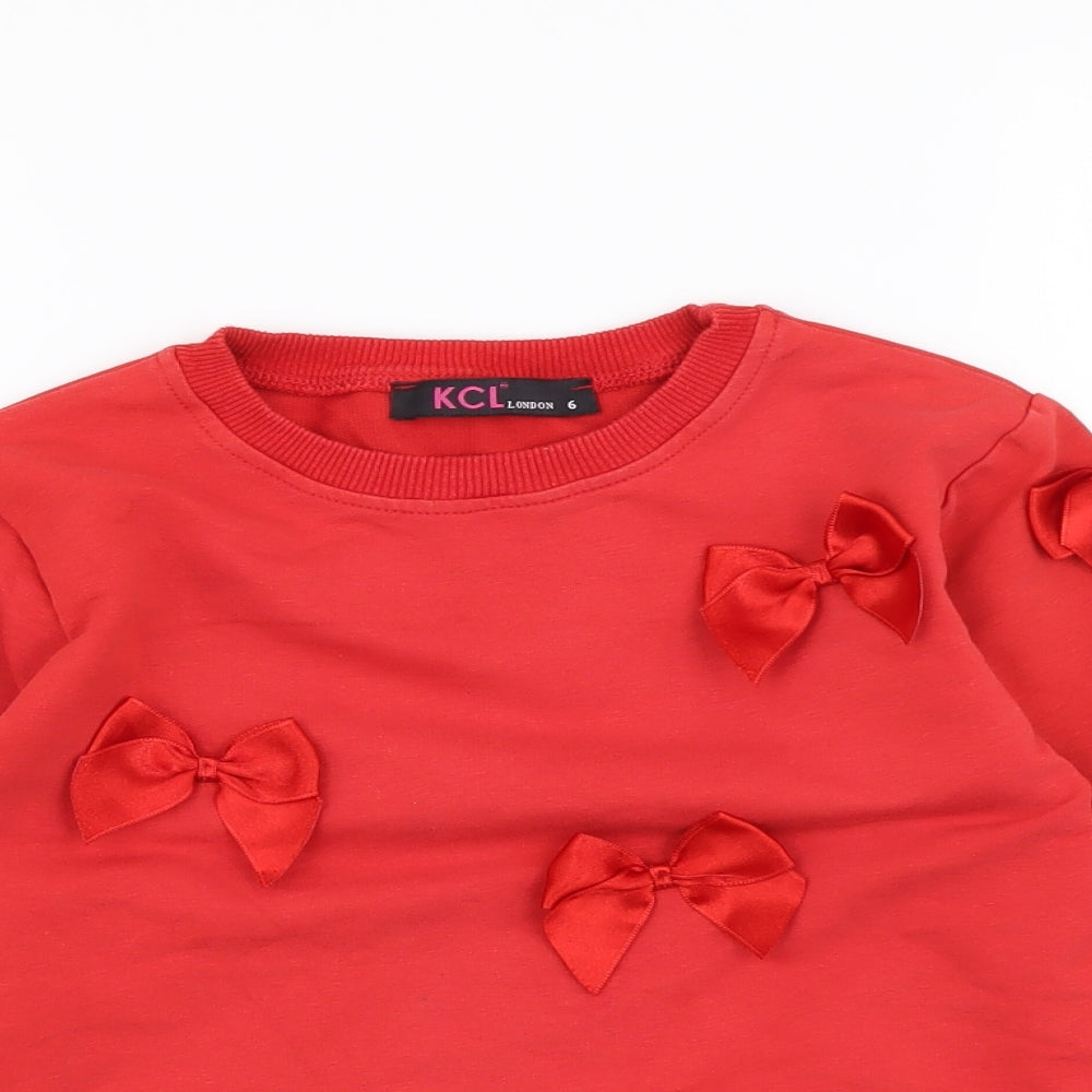 KCL London Girls Red Polyester Pullover Sweatshirt Size 6 Years Pullover
