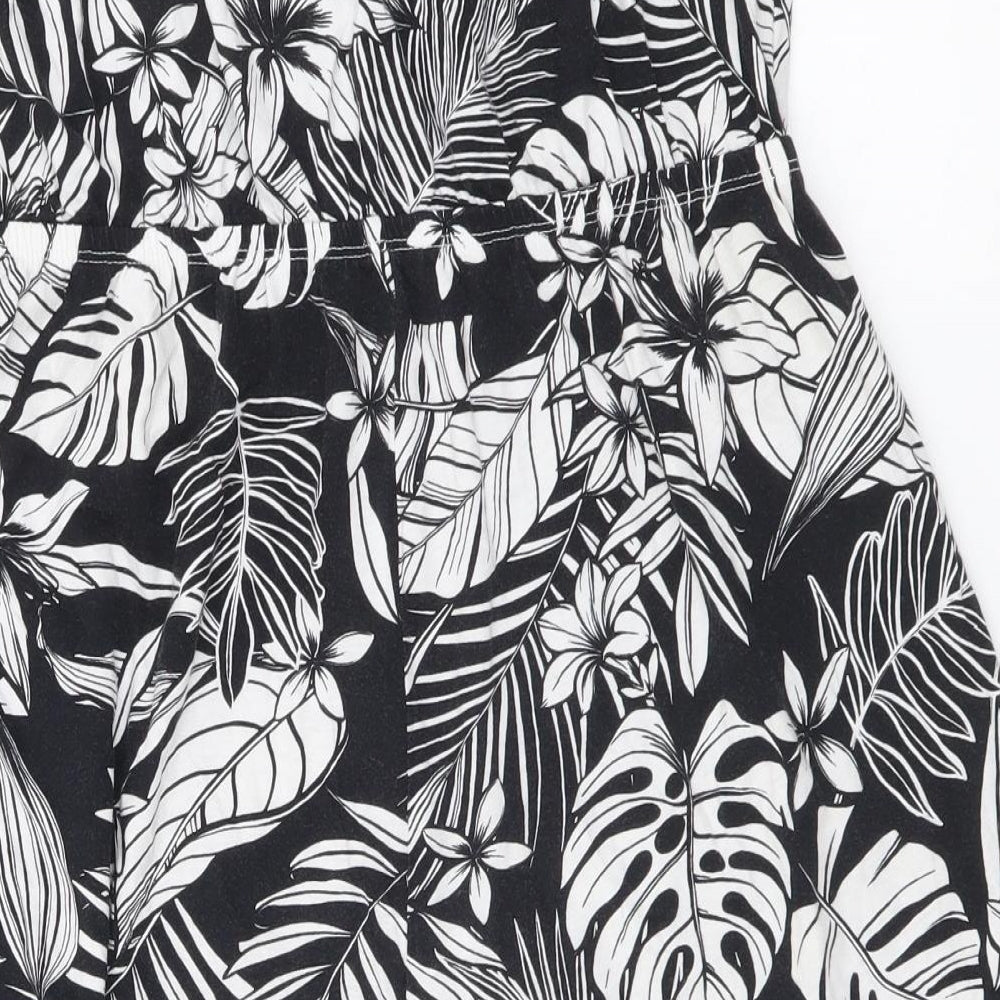 New Look Womens Black Floral Cotton Playsuit One-Piece Size S Pullover