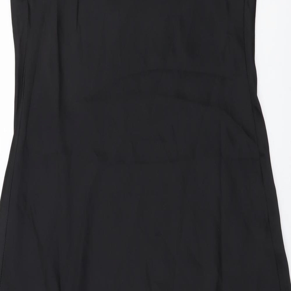 Boohoo Womens Black Polyester Slip Dress Size 14 V-Neck Pullover