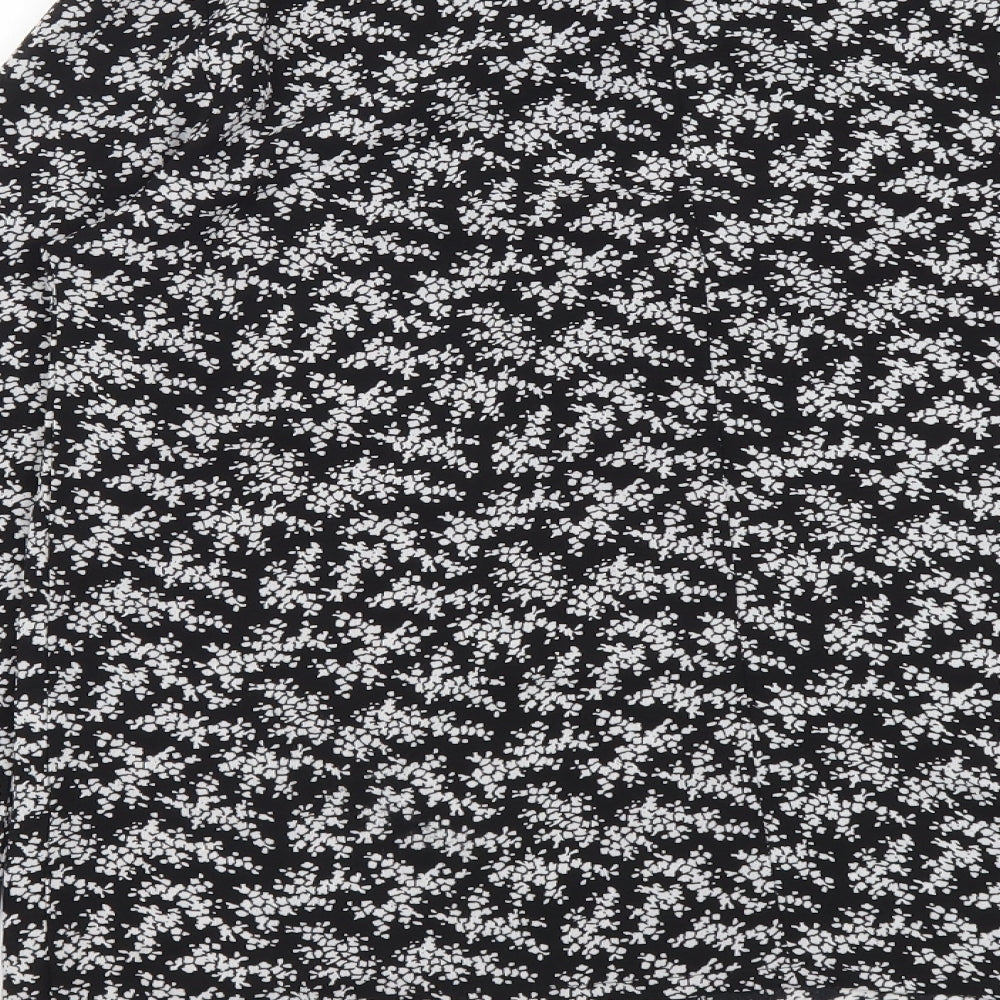 Boohoo Womens Black Geometric Polyester Basic Blouse Size 8 Round Neck