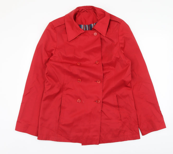 Dorothy Perkins Womens Red Pea Coat Coat Size 12 Button