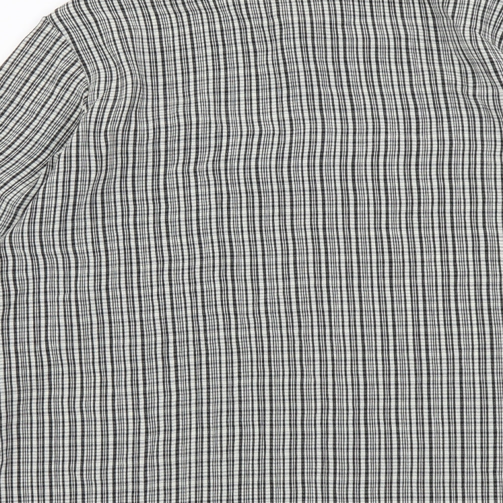 NEXT Womens Black Plaid Polyester Basic Button-Up Size 14 Collared