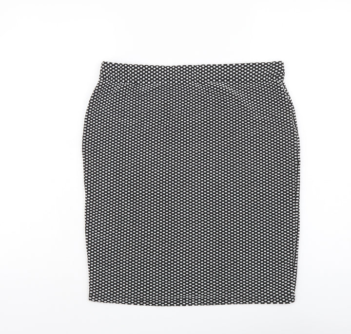 M&Co Womens Black Geometric Polyester Straight & Pencil Skirt Size 12