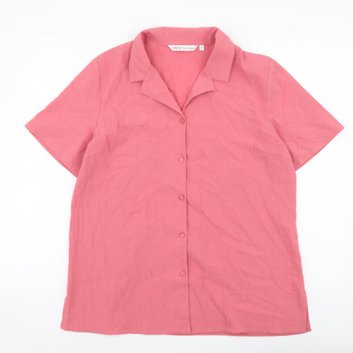 EWM Womens Pink Polyester Basic Button-Up Size 16 Collared