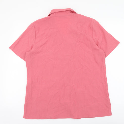 EWM Womens Pink Polyester Basic Button-Up Size 16 Collared