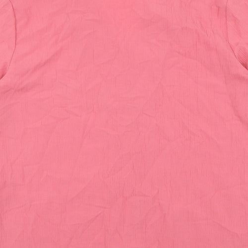 EWM Womens Pink Polyester Basic Button-Up Size 16 Collared