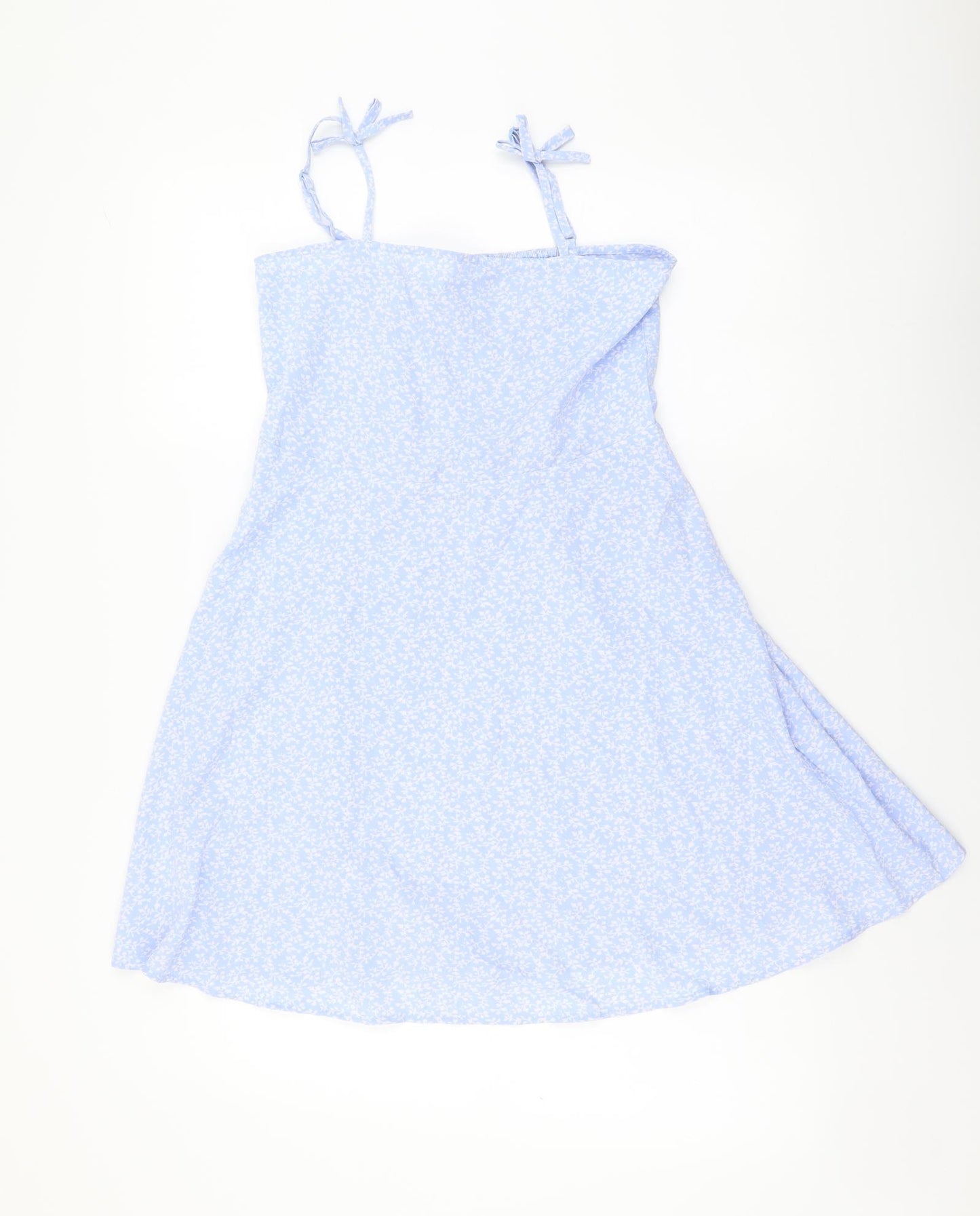 SheIn Girls Blue Floral Polyester A-Line Size 11-12 Years Square Neck Pullover