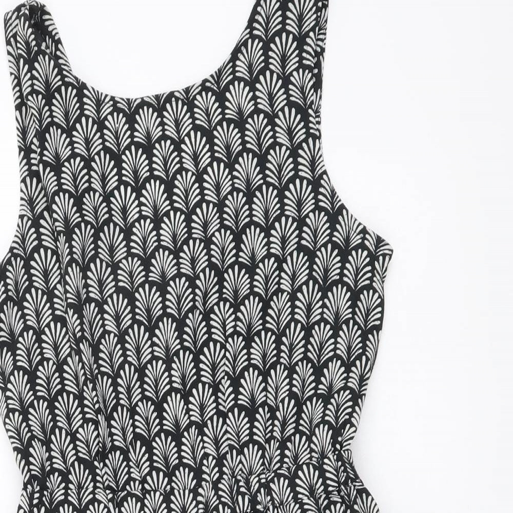 NEXT Girls Black Geometric Polyester Playsuit One-Piece Size 10 Years Pullover