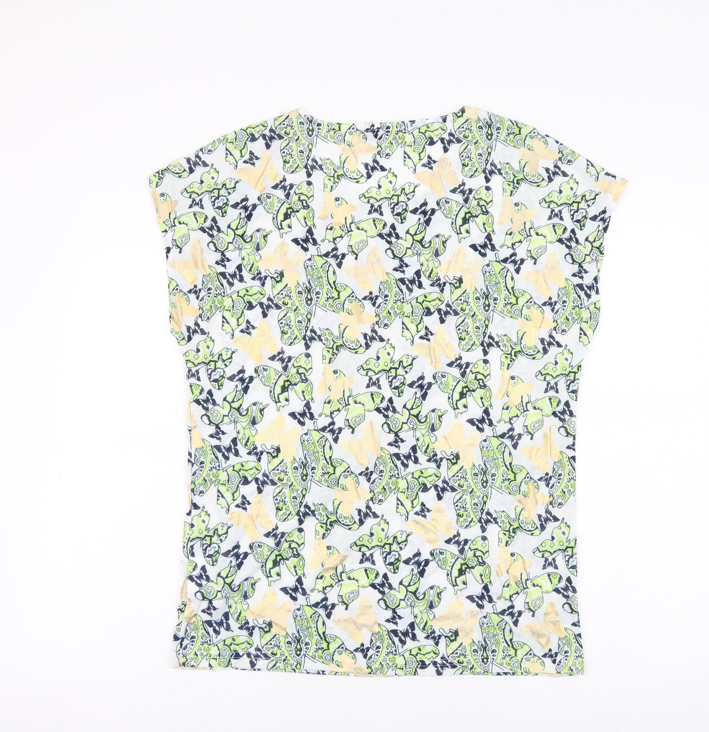 Originals Womens Multicoloured Geometric Polyester Basic T-Shirt Size S Round Neck - Butterfly Pattern