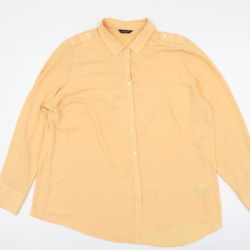 Autograph Womens Orange Polyester Basic Button-Up Size 18 Collared