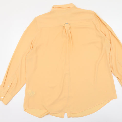 Autograph Womens Orange Polyester Basic Button-Up Size 18 Collared