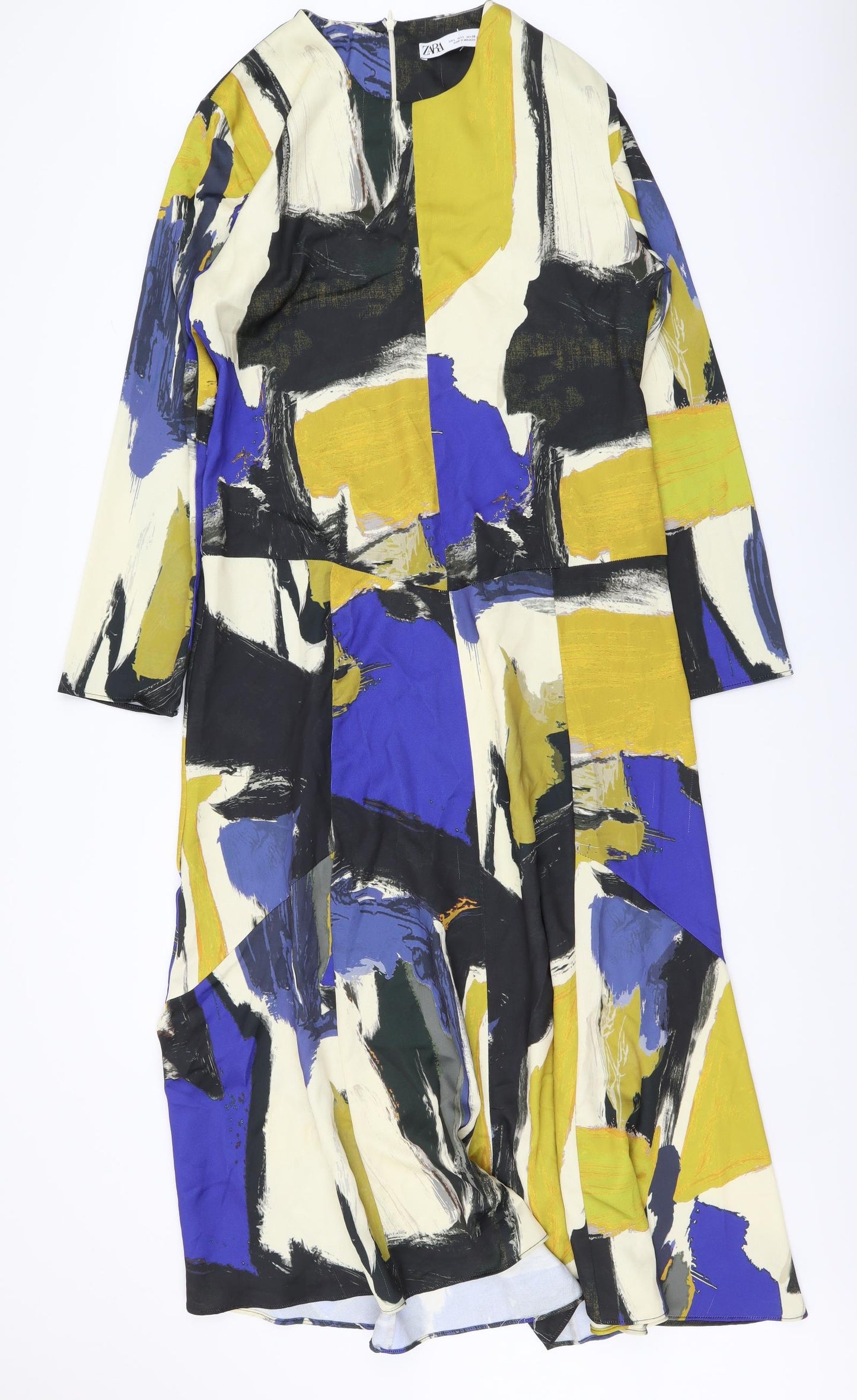 Zara Womens Multicoloured Geometric Polyester Maxi Size L Round Neck Zip