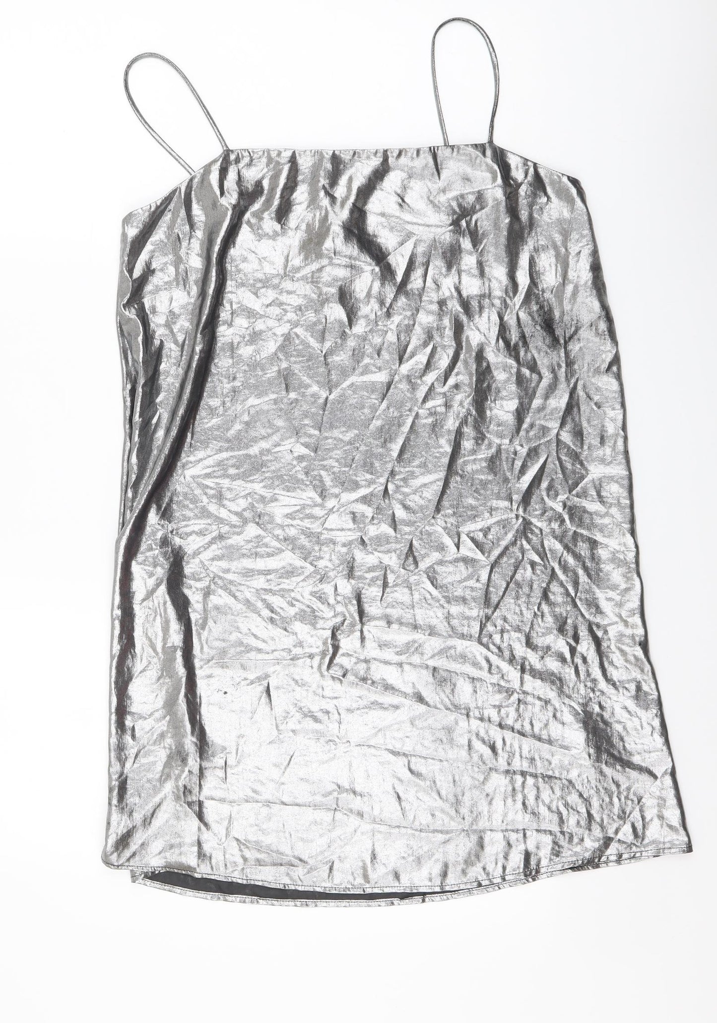 Sparkle & Fade Womens Silver Polyester Mini Size S Square Neck Pullover