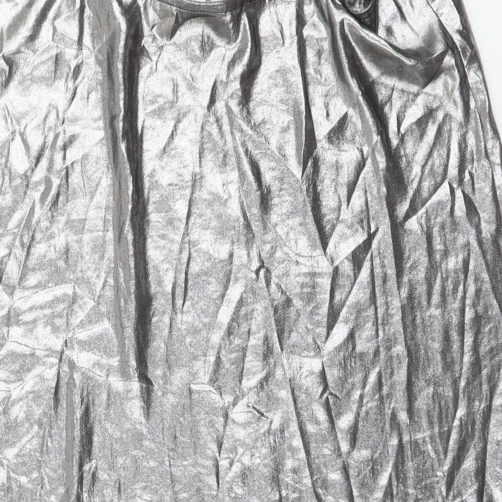 Sparkle & Fade Womens Silver Polyester Mini Size S Square Neck Pullover