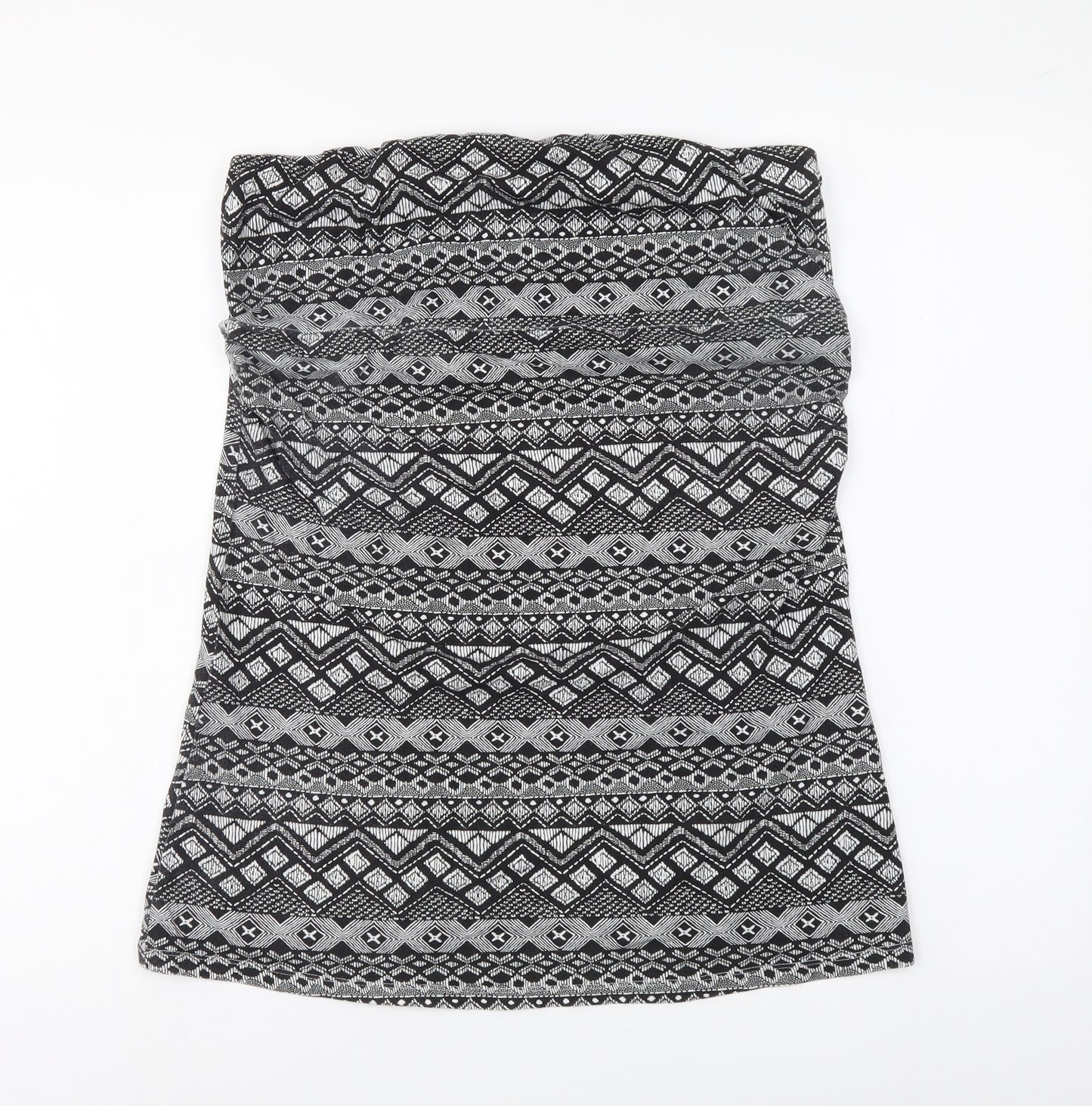 Preworn Womens Black Geometric Cotton Basic Tank Size 16 Off the Shoulder