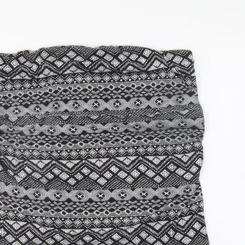 Preworn Womens Black Geometric Cotton Basic Tank Size 16 Off the Shoulder