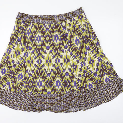 Maine Womens Multicoloured Geometric Cotton A-Line Skirt Size 16 Zip