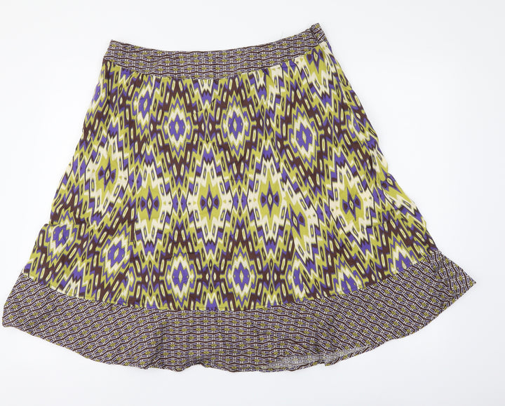 Maine Womens Multicoloured Geometric Cotton A-Line Skirt Size 16 Zip