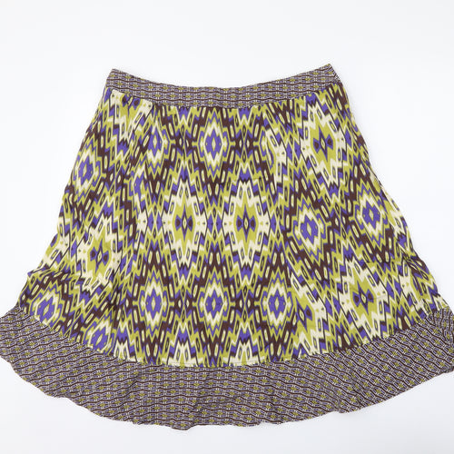 Maine Womens Multicoloured Geometric Cotton A-Line Skirt Size 16 Zip