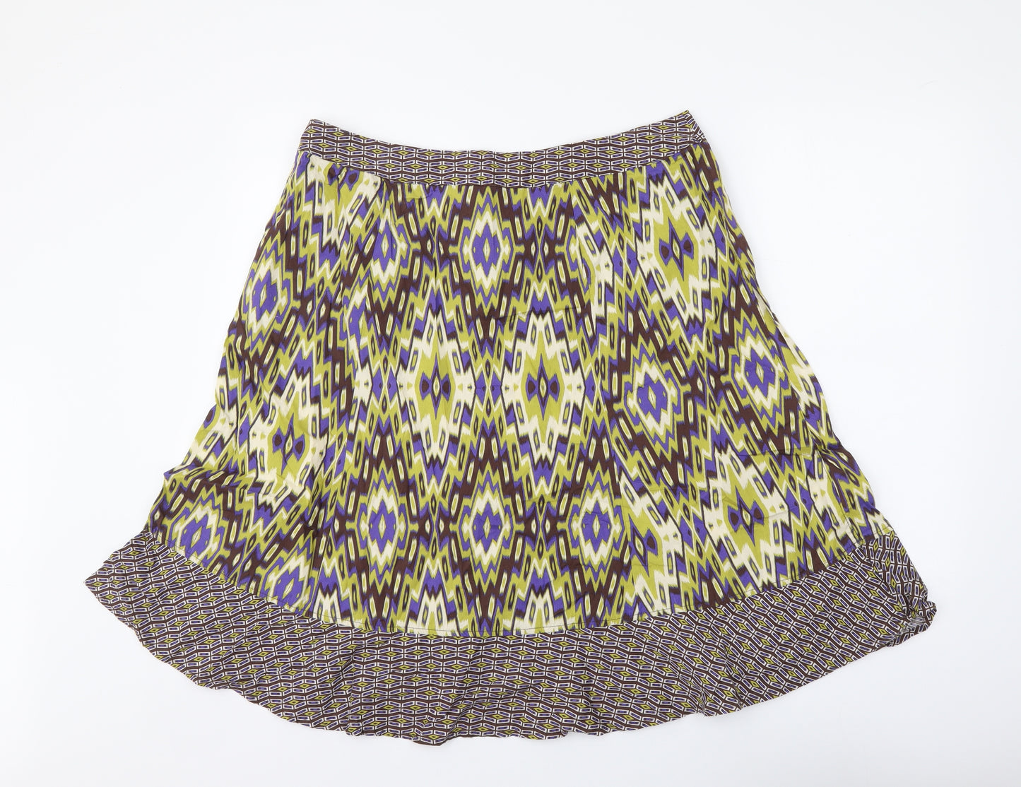 Maine Womens Multicoloured Geometric Cotton A-Line Skirt Size 16 Zip