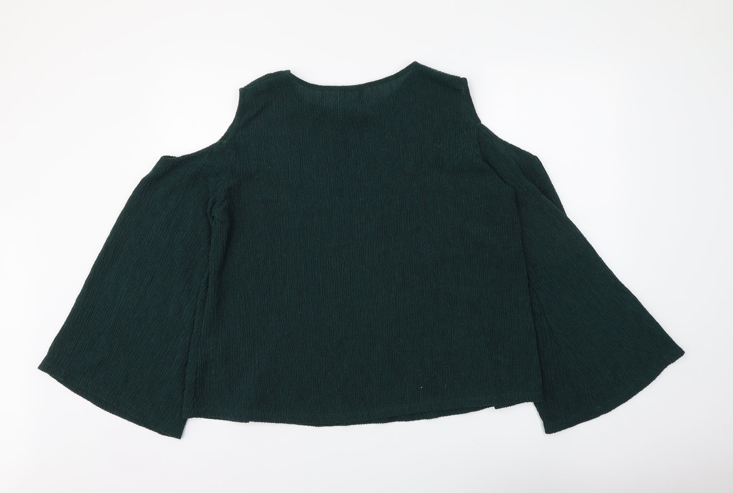 H&M Womens Green Polyester Basic Blouse Size XS Round Neck - Cold Shoulder