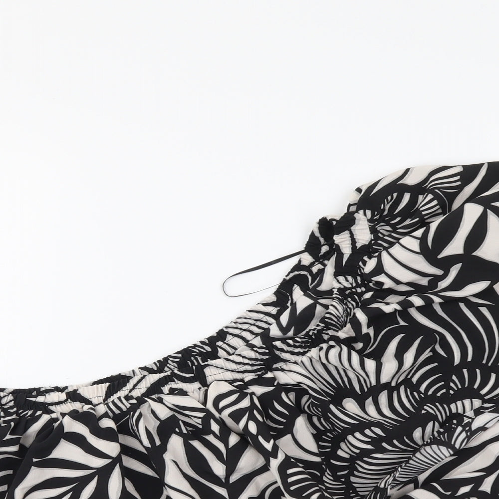 Topshop Womens Black Geometric Polyester Cropped Blouse Size 8 One Shoulder