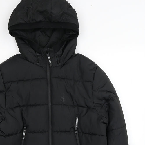 Primark Boys Black Puffer Jacket Coat Size 13-14 Years Zip