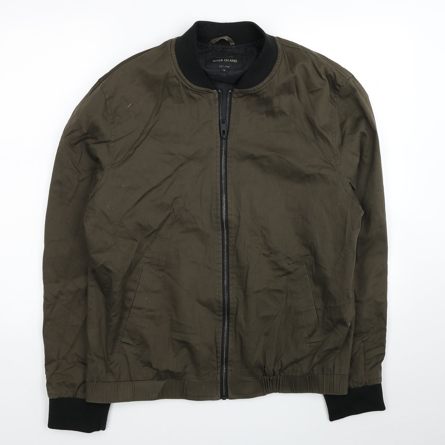 River Island Mens Brown Bomber Jacket Jacket Size L Zip