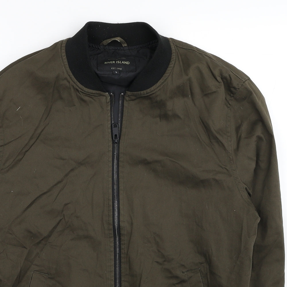 River Island Mens Brown Bomber Jacket Jacket Size L Zip