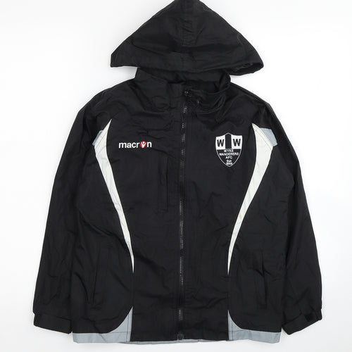 Macron Boys Black Colourblock Windbreaker Coat Size 2XS Zip - Wyke Wanderers AFC