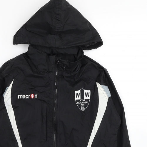 Macron Boys Black Colourblock Windbreaker Coat Size 2XS Zip - Wyke Wanderers AFC