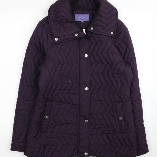 Autonomy Womens Purple Geometric Quilted Coat Size 10 Zip