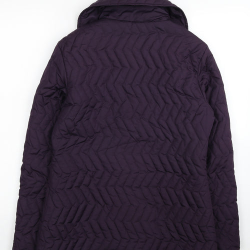 Autonomy Womens Purple Geometric Quilted Coat Size 10 Zip
