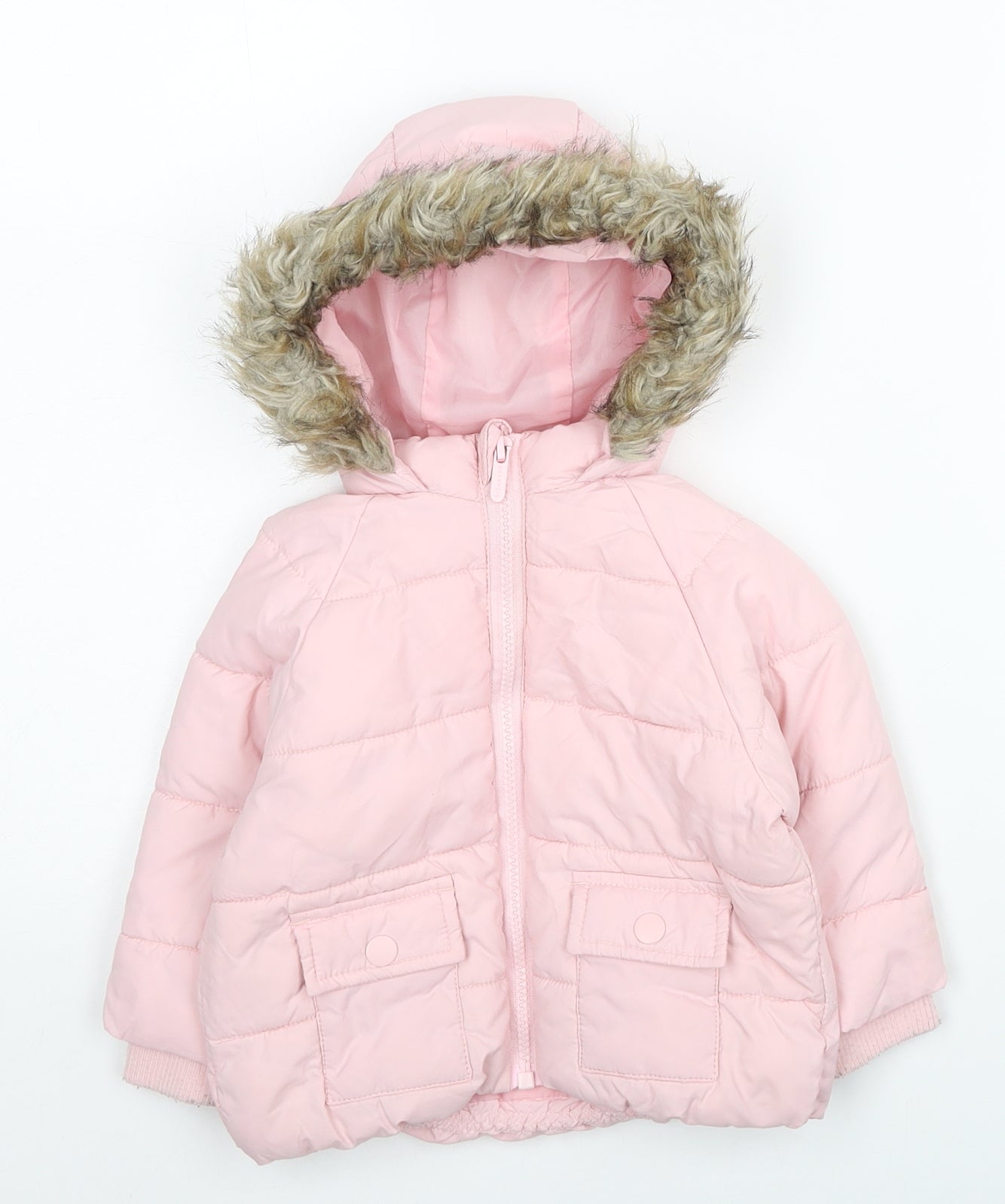 McKenzie Girls Pink Puffer Jacket Coat Size 6-9 Months Zip