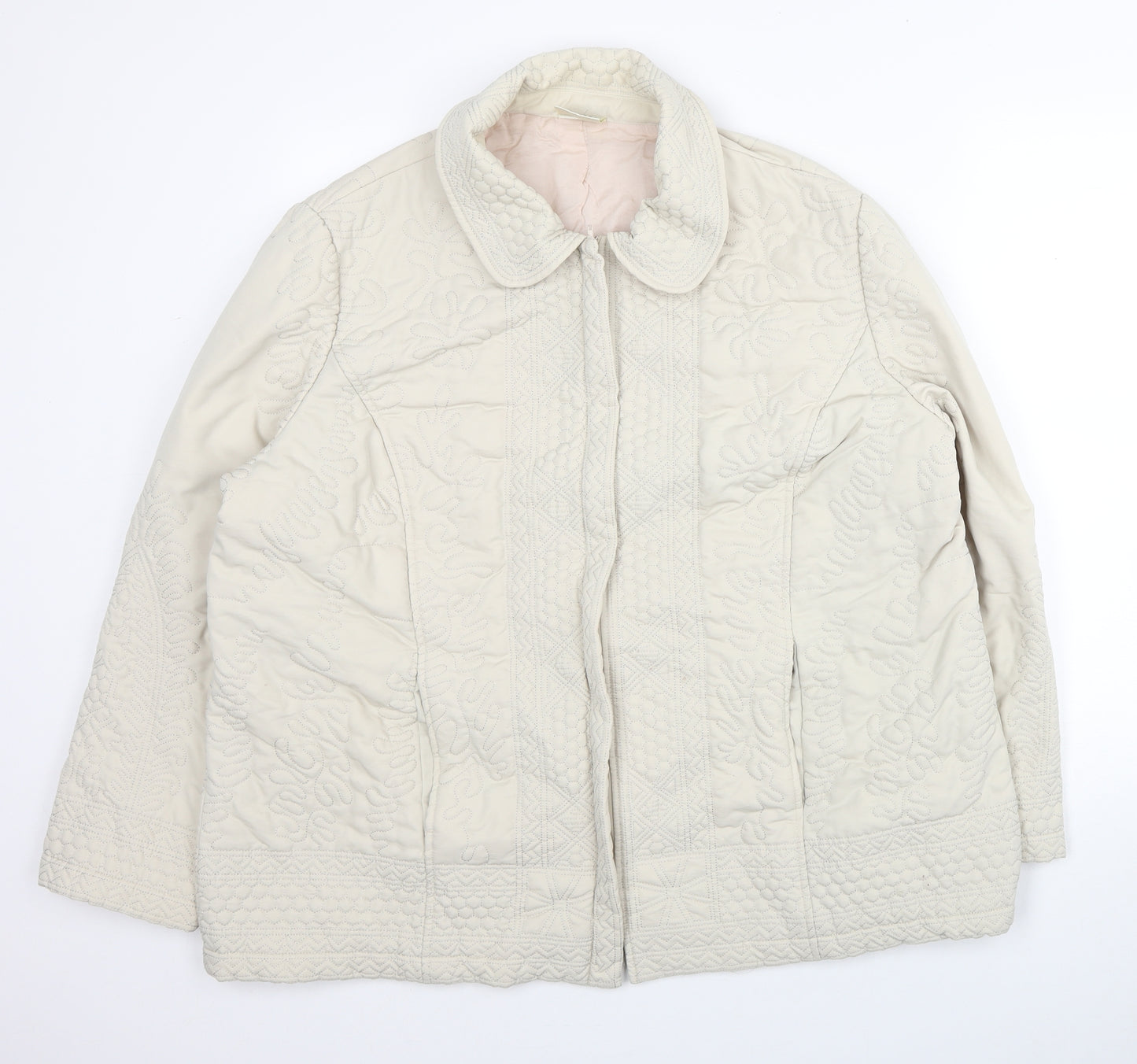 Eastex Womens Beige Geometric Quilted Coat Size 20 Zip