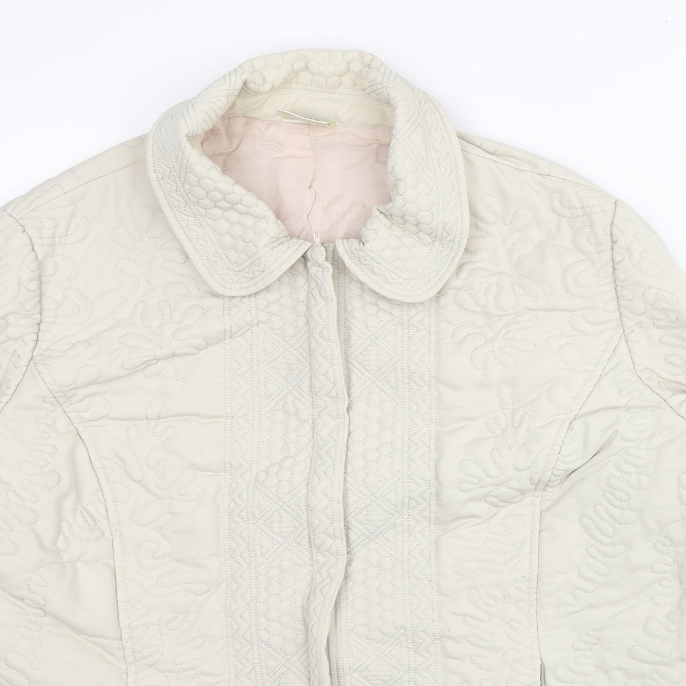 Eastex Womens Beige Geometric Quilted Coat Size 20 Zip