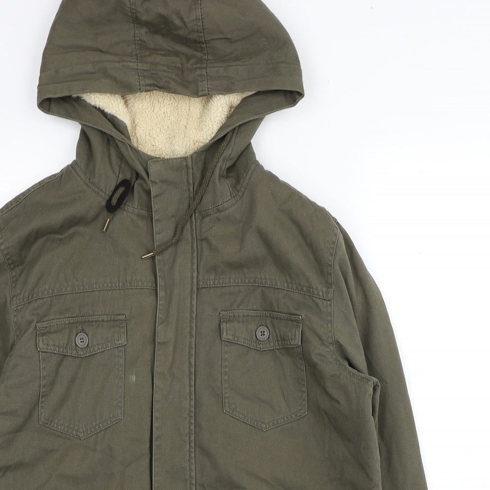 Swell Mens Green Overcoat Coat Size M Zip