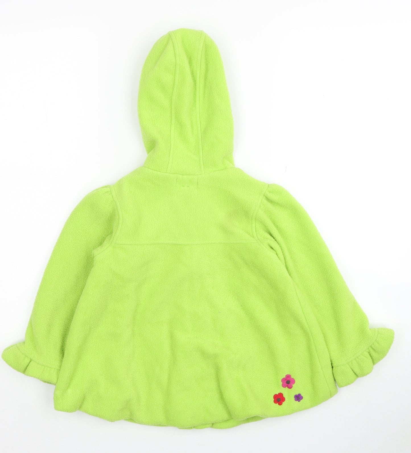 Marks and Spencer Girls Green Pea Coat Coat Size 4-5 Years Zip - Flowers