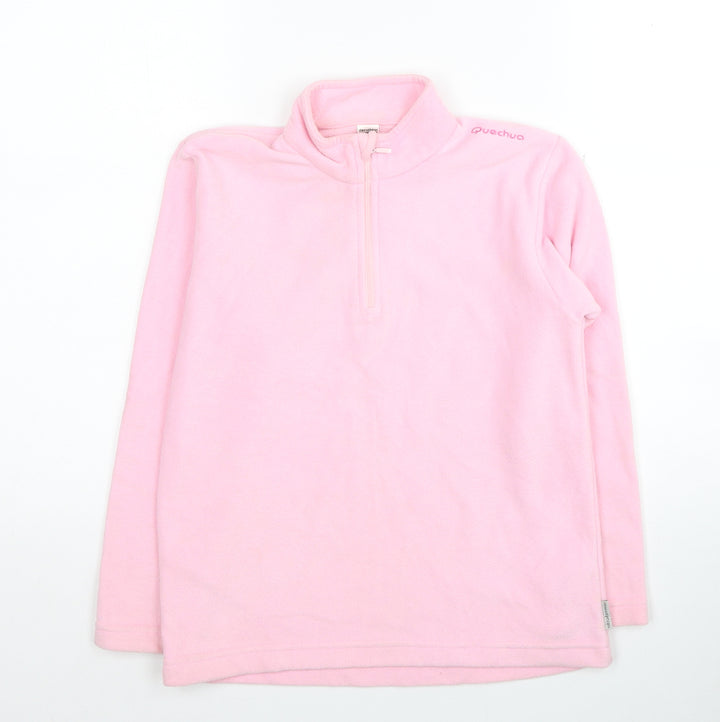 DECATHLON Girls Pink Polyester Full Zip Sweatshirt Size 10 Years Pullover