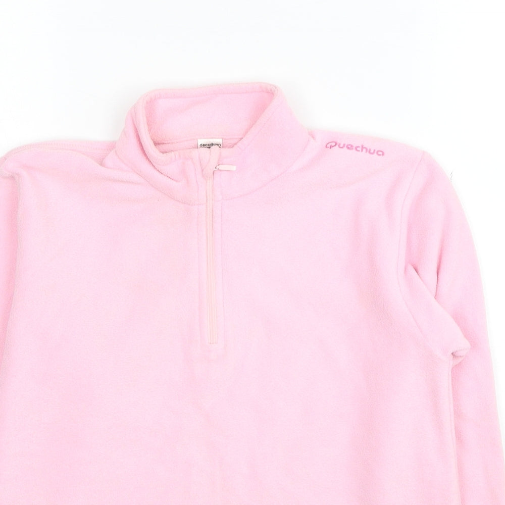 DECATHLON Girls Pink Polyester Full Zip Sweatshirt Size 10 Years Pullover