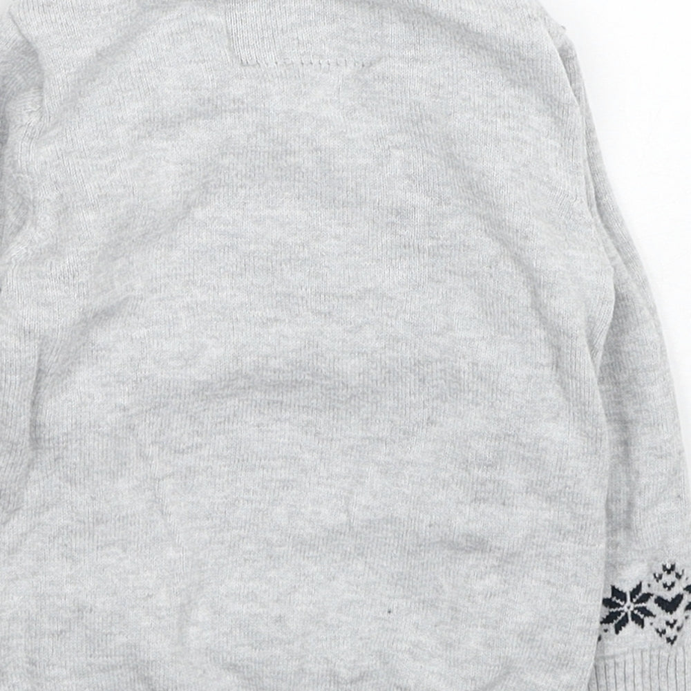 Young Dimension Girls Grey Geometric Cotton Pullover Jumper Size 12-18 Months Pullover - Winter Robin