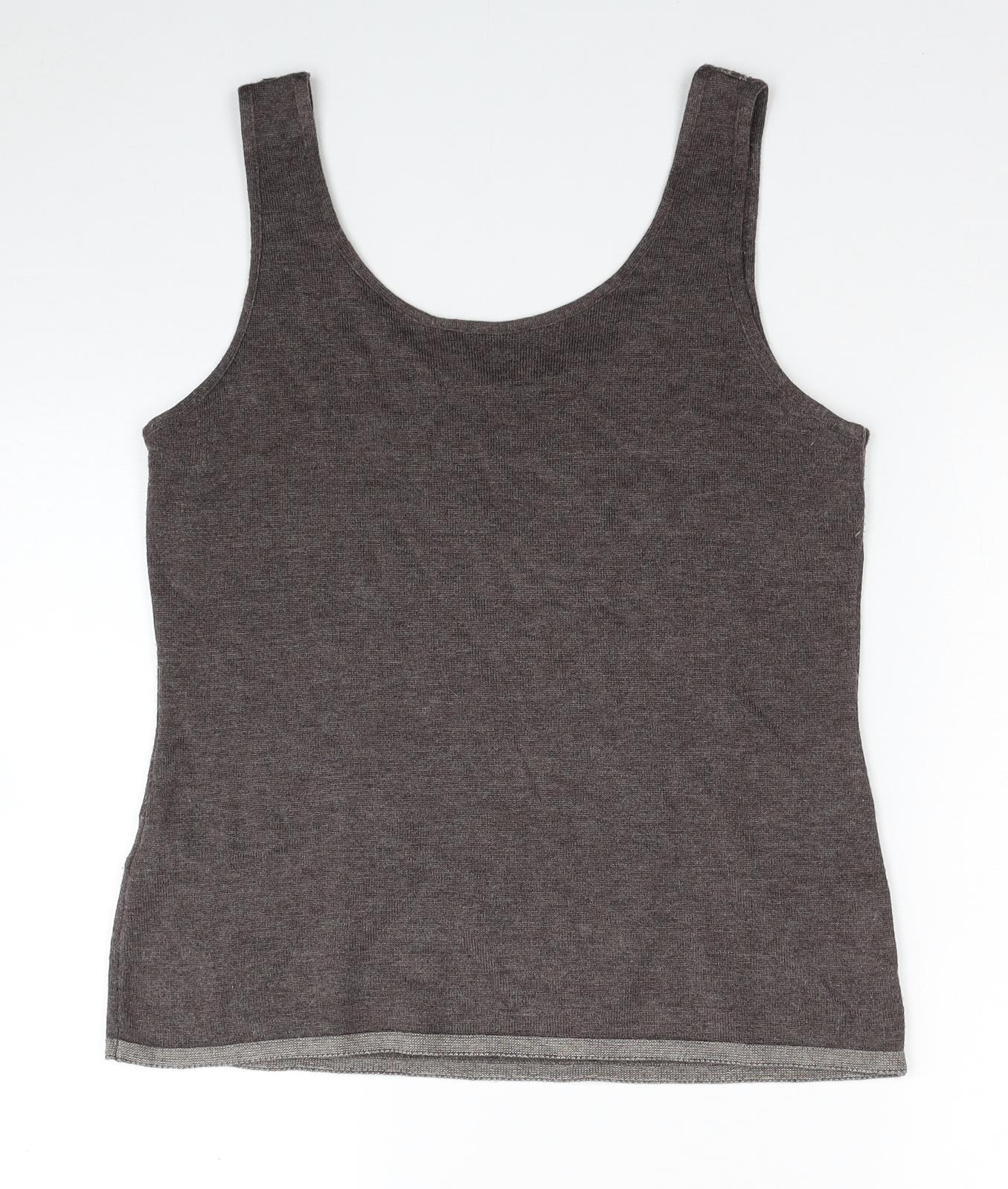 Per Una Womens Brown Viscose Basic Tank Size 14 Scoop Neck