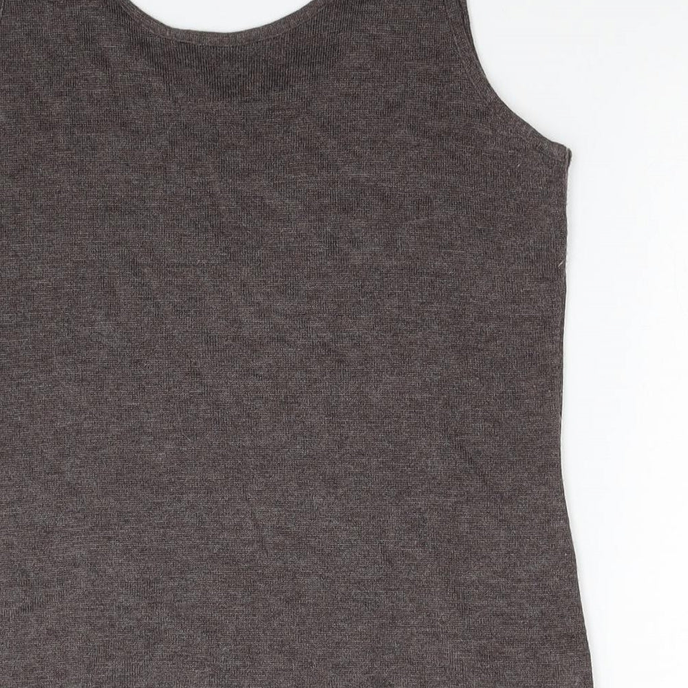 Per Una Womens Brown Viscose Basic Tank Size 14 Scoop Neck